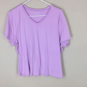 LL Bean Lavender V-Neck Short Sleeve Tee T-shirt Plus Size 1X